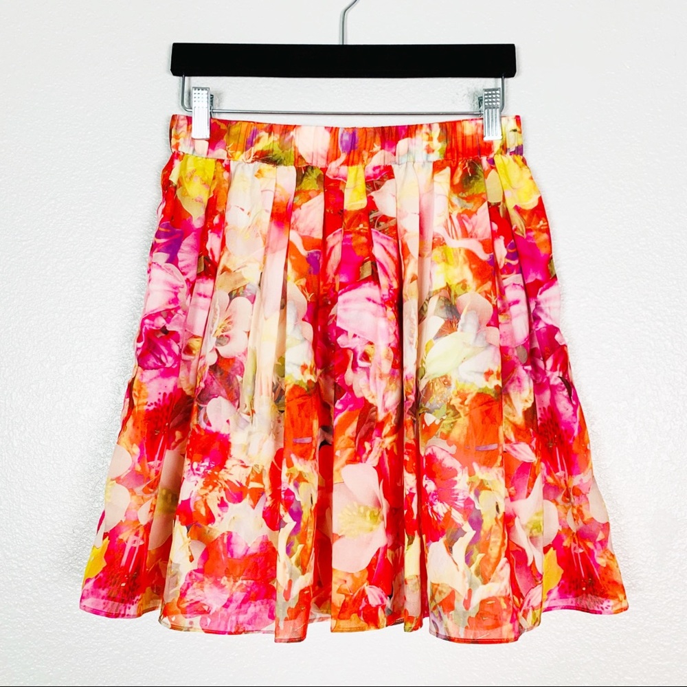 Vince Camuto | Pink Floral A Line Skirt